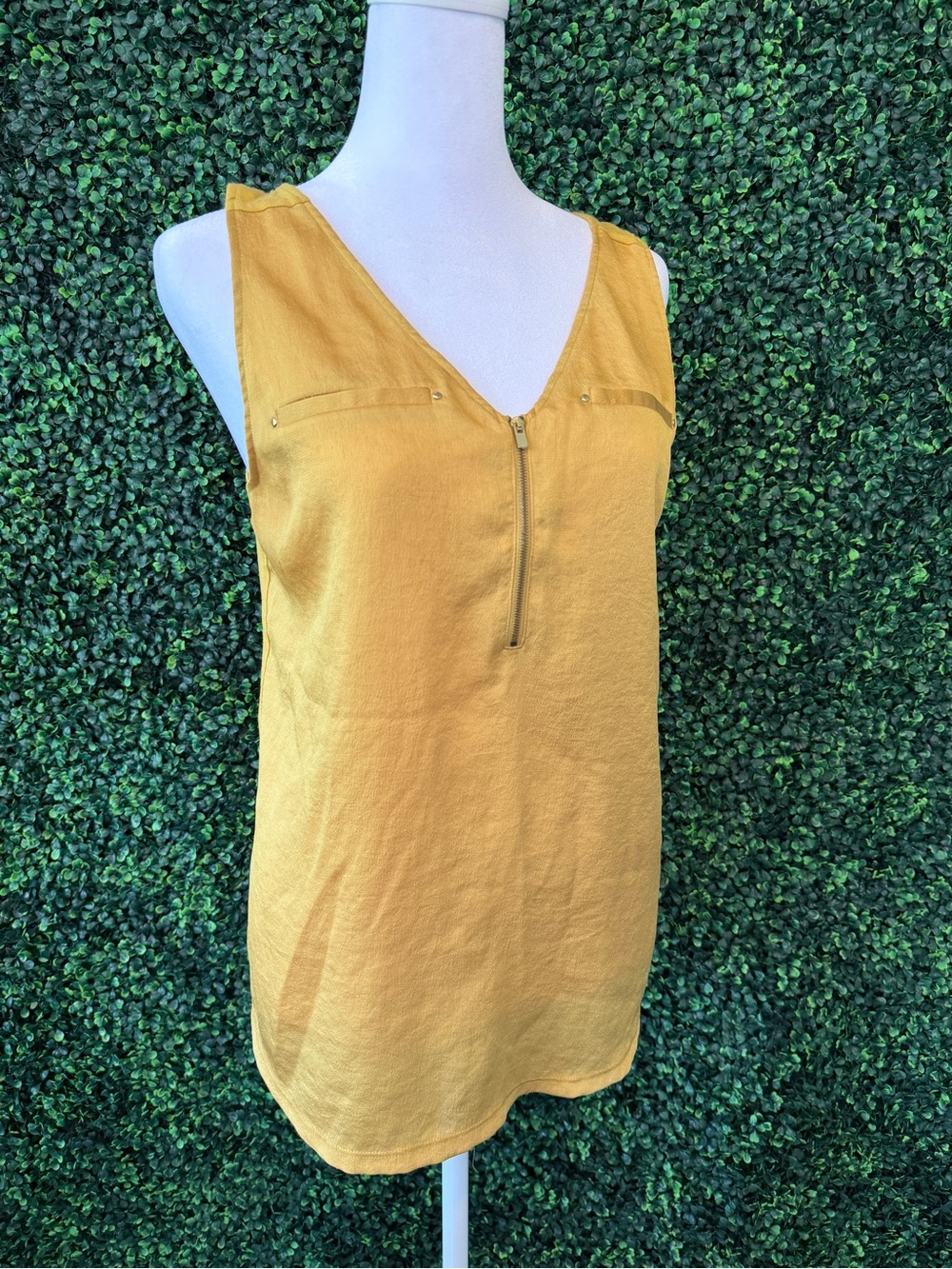 Express Mustard Yellow Sleeveless Zip-Front Tank